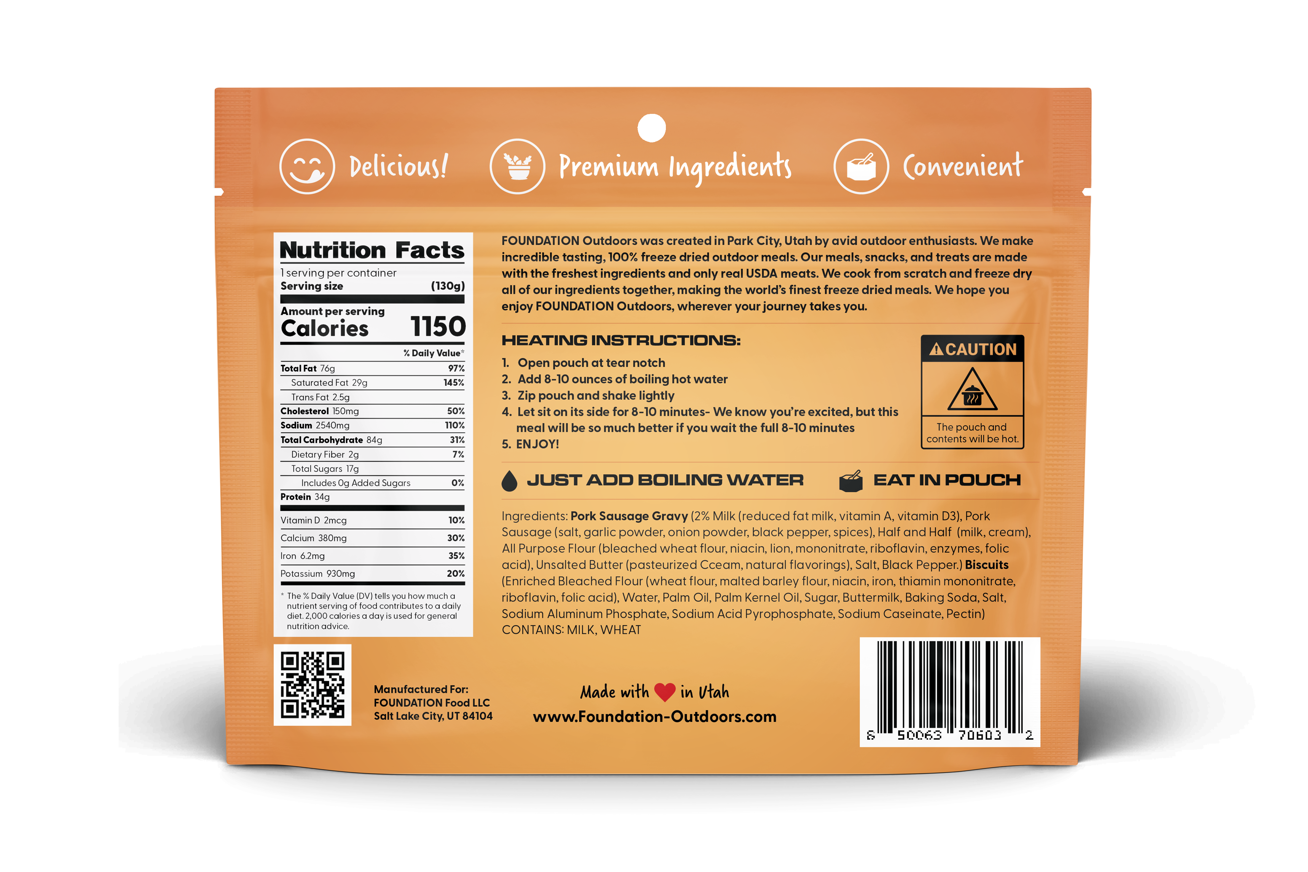 FOUNDATION Outdoors Biscuits & Gravy Meal