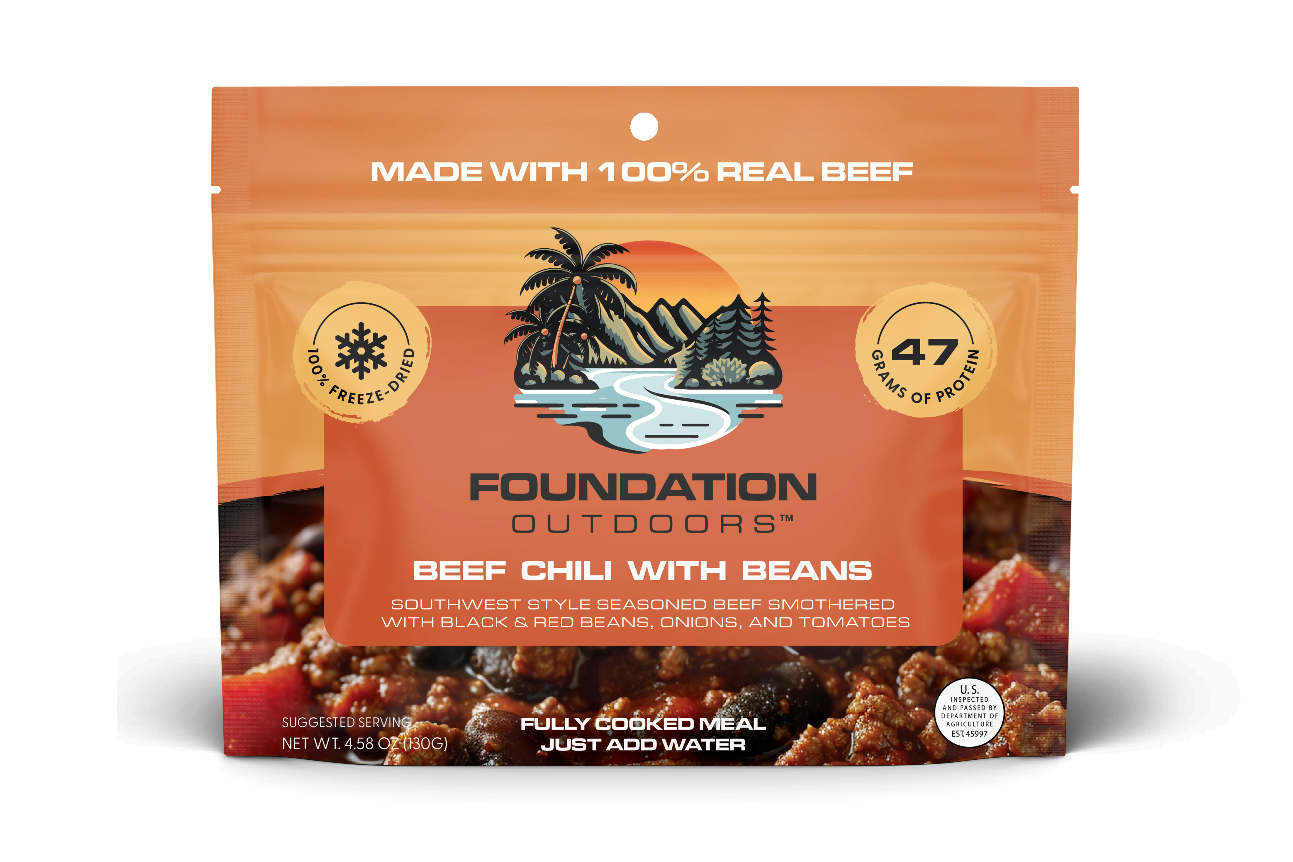 FOUNDATION Outdoors Beef Chili with Beans Meal