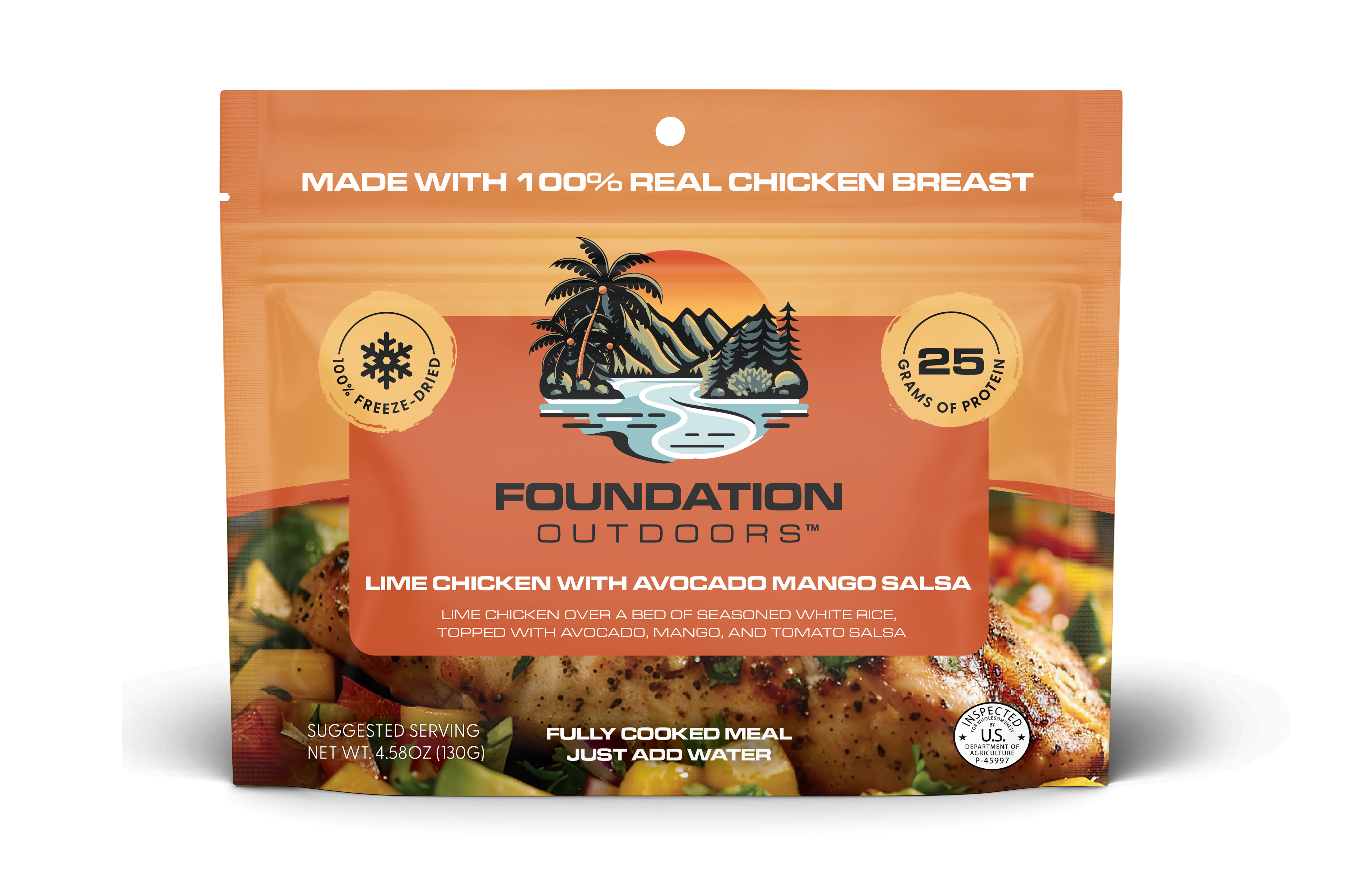 FOUNDATION Outdoors Lime Chicken with Avocado, Mango Salsa Meal