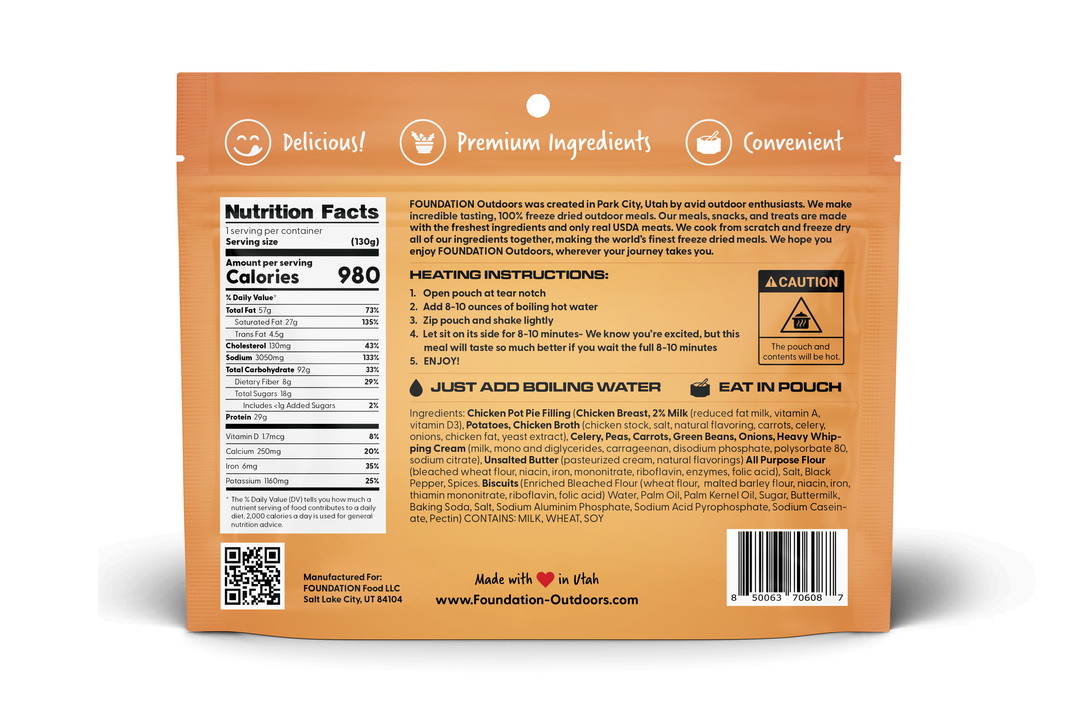 FOUNDATION Outdoors Chicken Pot Pie Meal