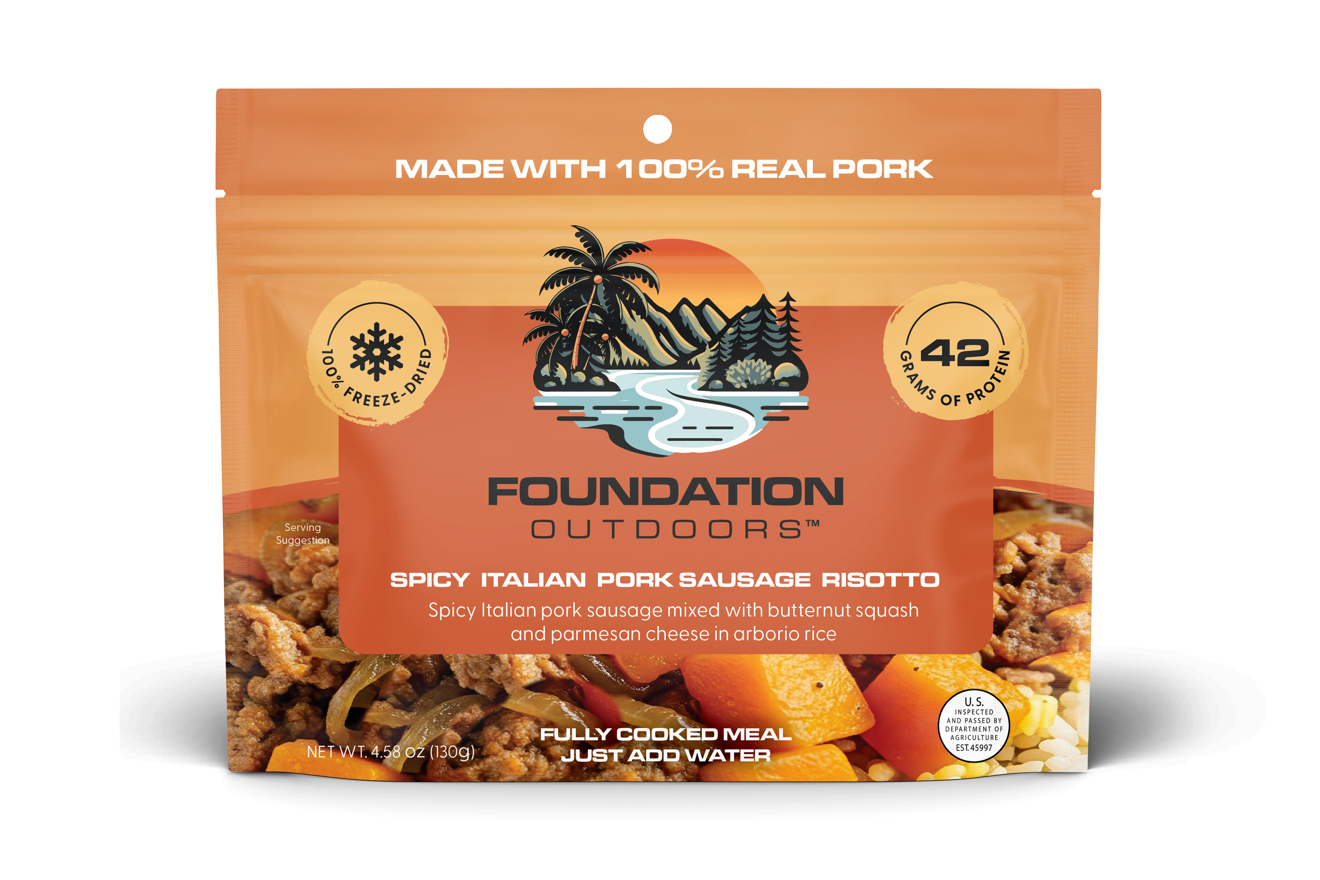 FOUNDATION Outdoors Spicy Italian Pork Sausage Risotto Meal